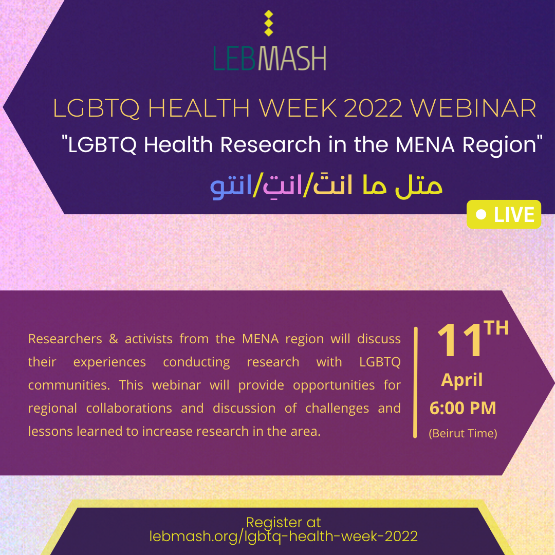 Promotional graphic for LGBTQ Health Research in the MENA Region
